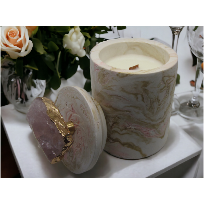 Gold & Pink Crystal Luxury Candle - Image 2